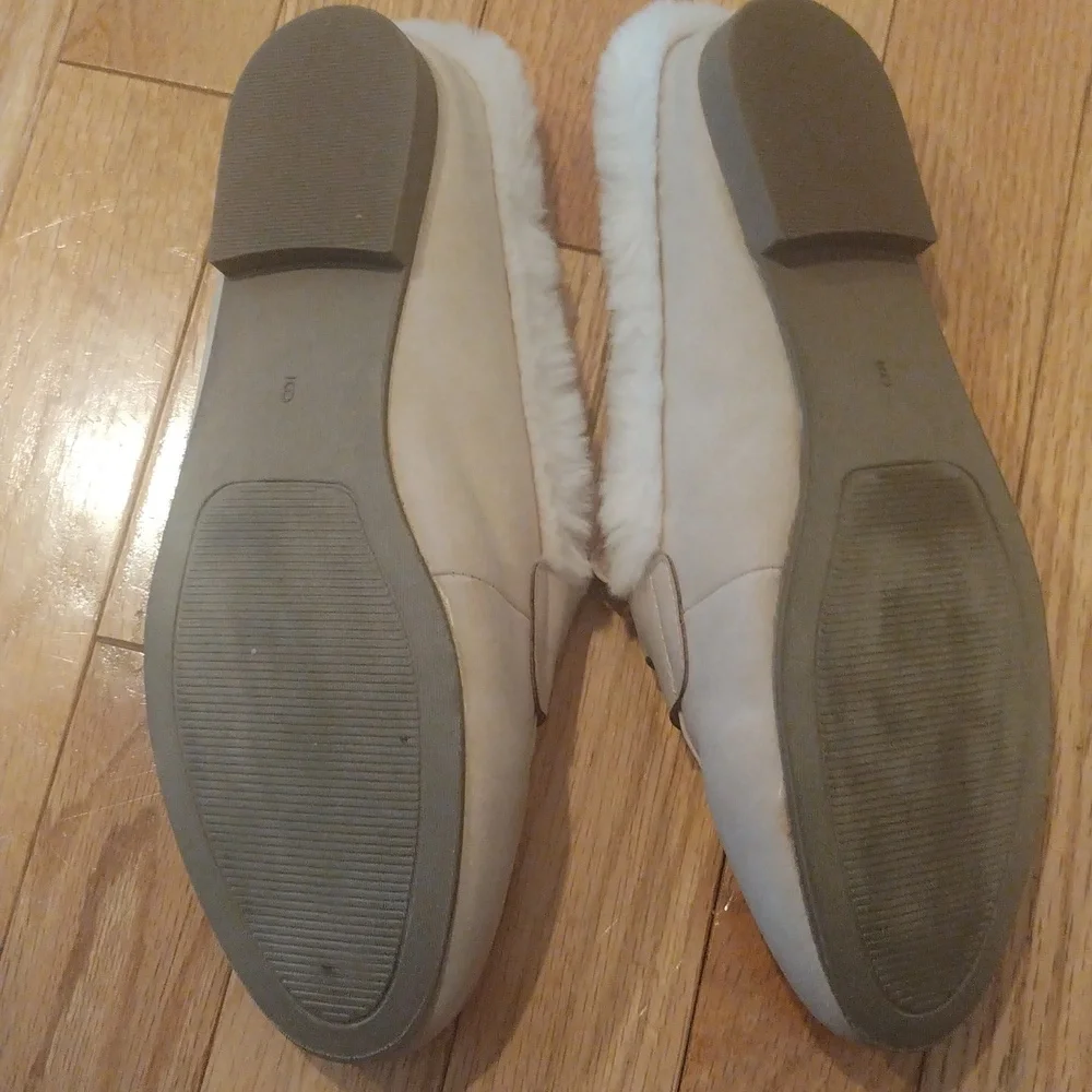 --Serra soft fluffy lined flat rubber sole penny loafers/indoor outdoor slip ons
